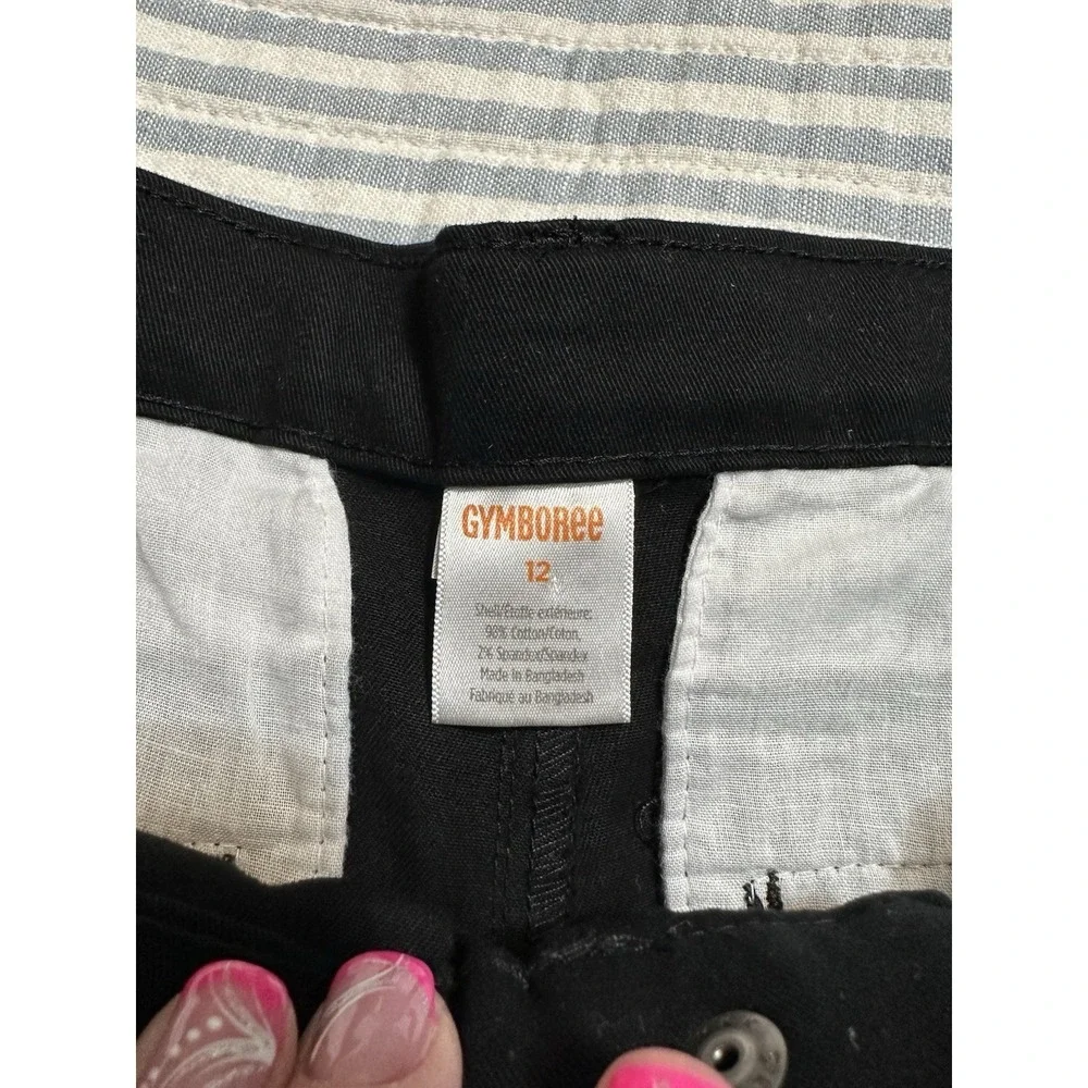 Gymboree Playproof Uniform‎ Black Twill Pants with Bow Belt Girls Size 12 NEW